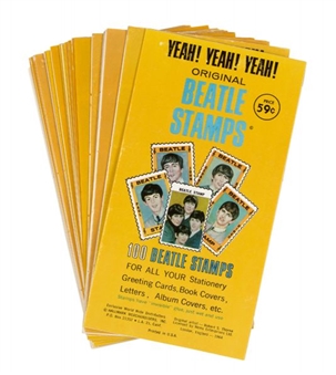 Set of 20 Original 1964 Hallmark Beatles Stamp Books (100 stamps per book, 2000 Vintage Beatles Stamps)